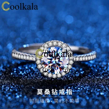 

Coolkala 925 sterling silver white gold online red Zhoujia stone ring D color fashion Korean style Sky star ring open