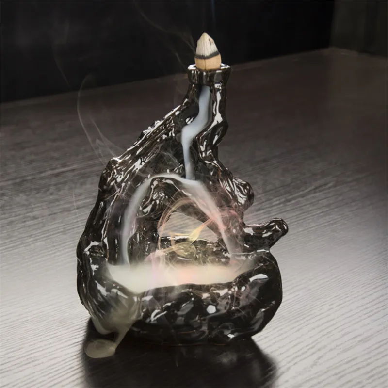 Разноцветная светодиодная подсветка в форме лотоса керамическая курильница для