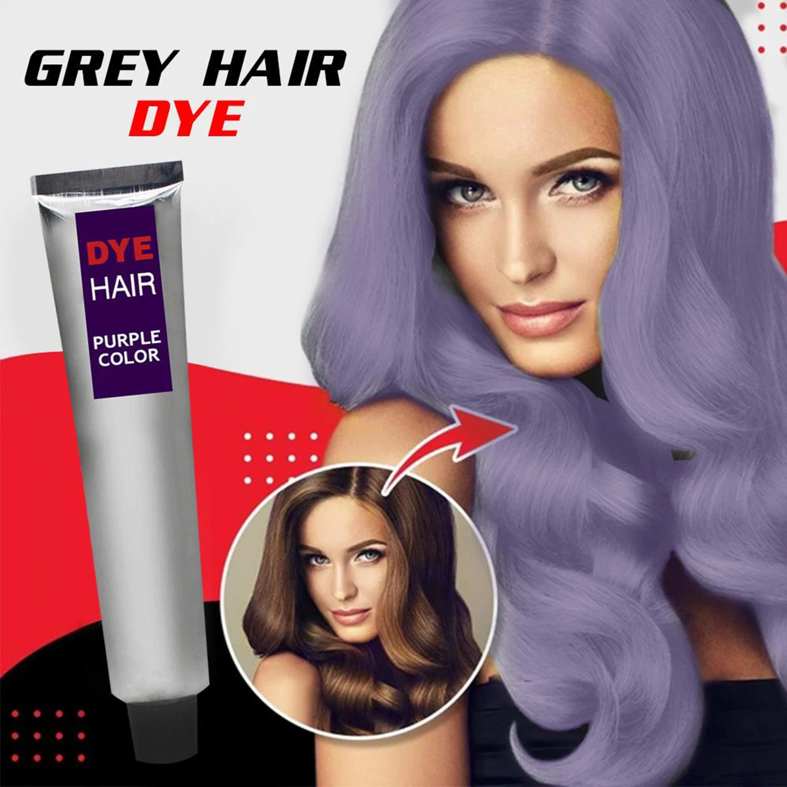Unisex Gray Hair Dye Cream , DIY Fashion Permanent Light Gray Silver Color Super Hair Dye Cream 100ml