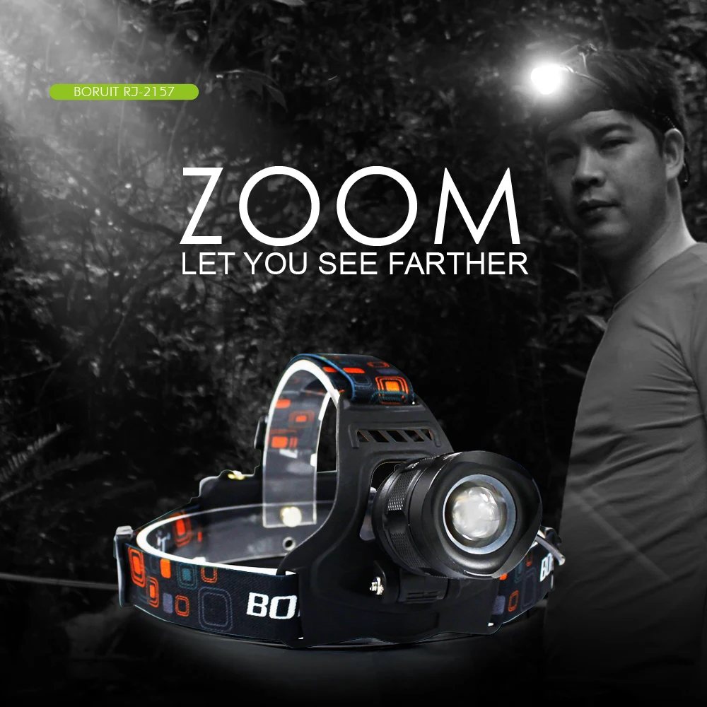 Фонарь налобный BORUiT с 5 режимами и USB зарядкой|boruit rj-2157|zoom headlampled headlight |