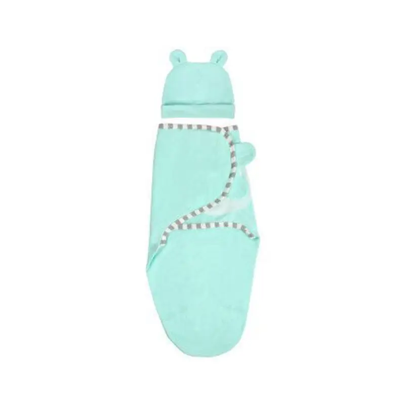 Newborn Swaddle Wrap Towel Hat Cotton Baby Blanket Bedding Sleeping Bag