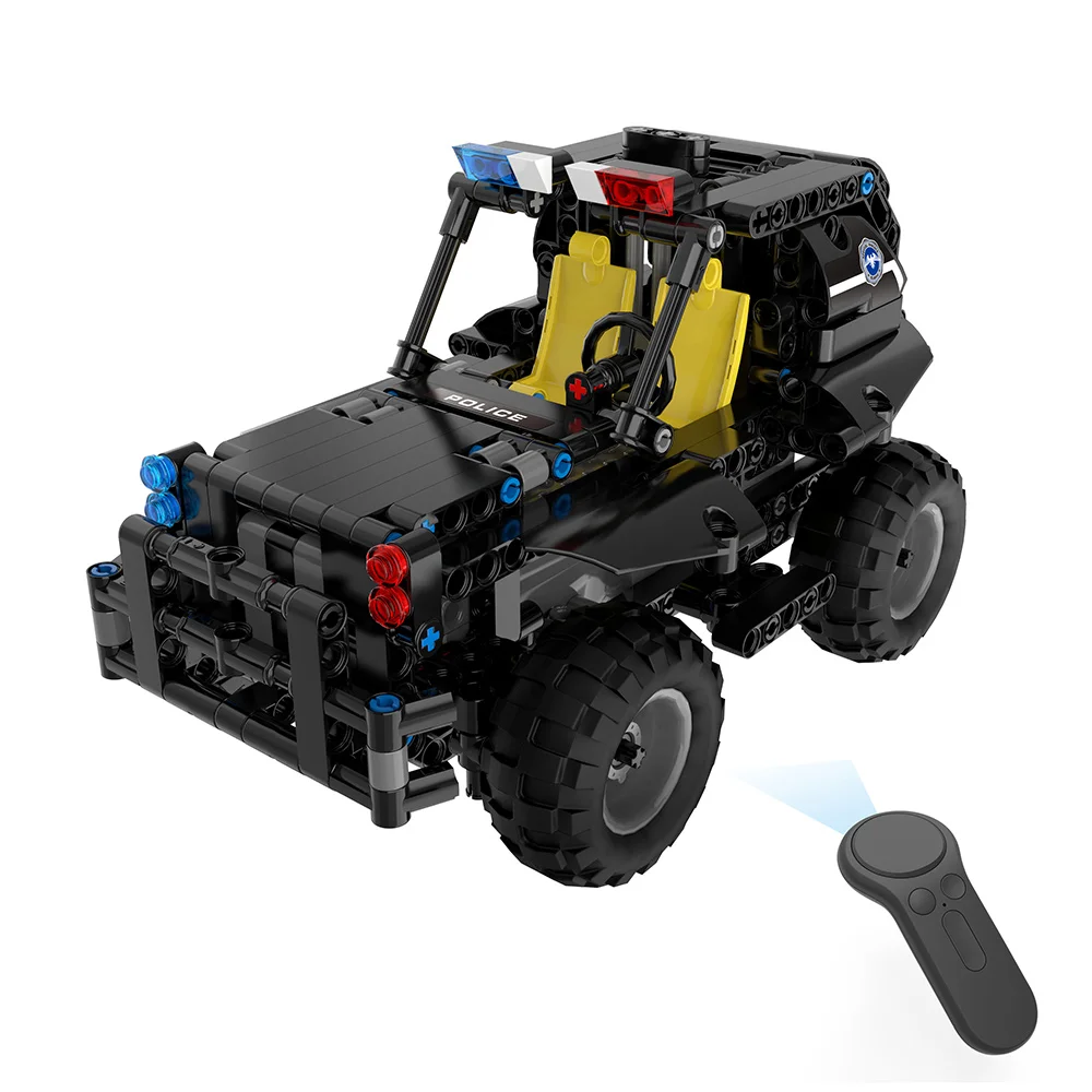 DIY Собранный автомобиль дистанционного управления 2,4G 1/18 четырехходовой RC сборные блоки электрический военный патрульный автомобиль 336 шт игрушки подарки для мальчиков