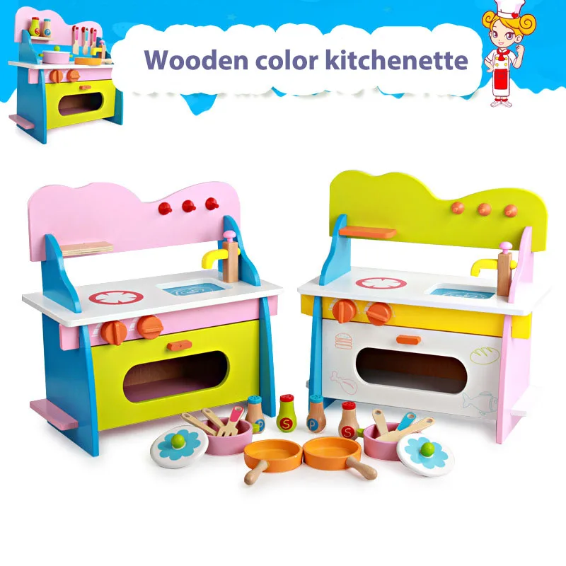 Wooden colorful disassembly gas stove puzzle simulation baby mini kitchen early childhood education play toys