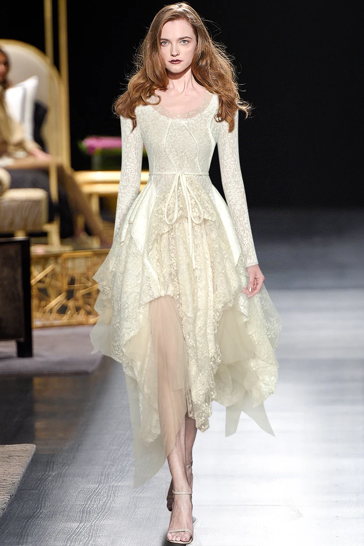 ブラウン代引不可 女性のための不規則なレースのドレス 長袖 セクシー エレガント カジュアル イブニング 春秋 21 Offprice Women S Clothing Dresses Luppa Poli Ufrj Br