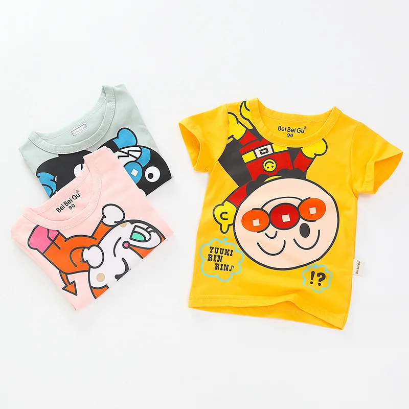 Летние Новые Детские's Anpanman футболки одежда для малышей хлопковые носки для мальчиков и девочек, хлеб футболка Superman дети Повседневное топы с короткими рукавами