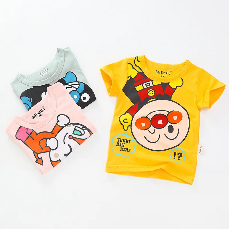 Летняя Новинка Детская футболка Anpanman хлопковая с короткими рукавами для