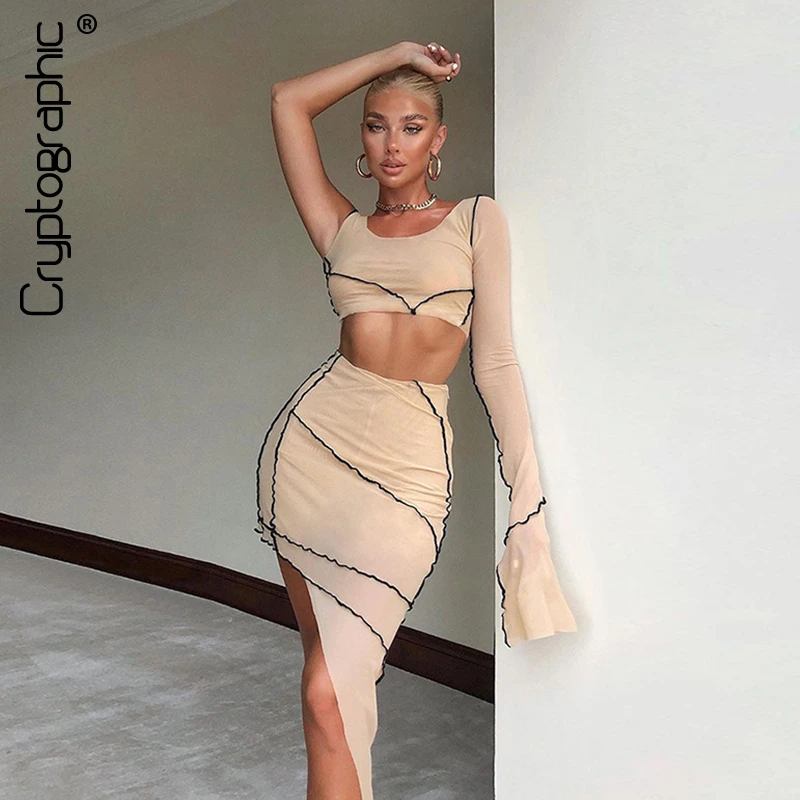 long sleeve mesh top outfit