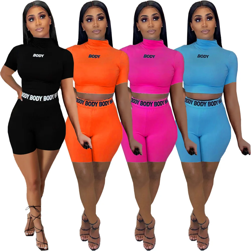 Casaul-Juego de moteros para mujer, ropa deportiva con estampado de letras de calle, chándal de verano