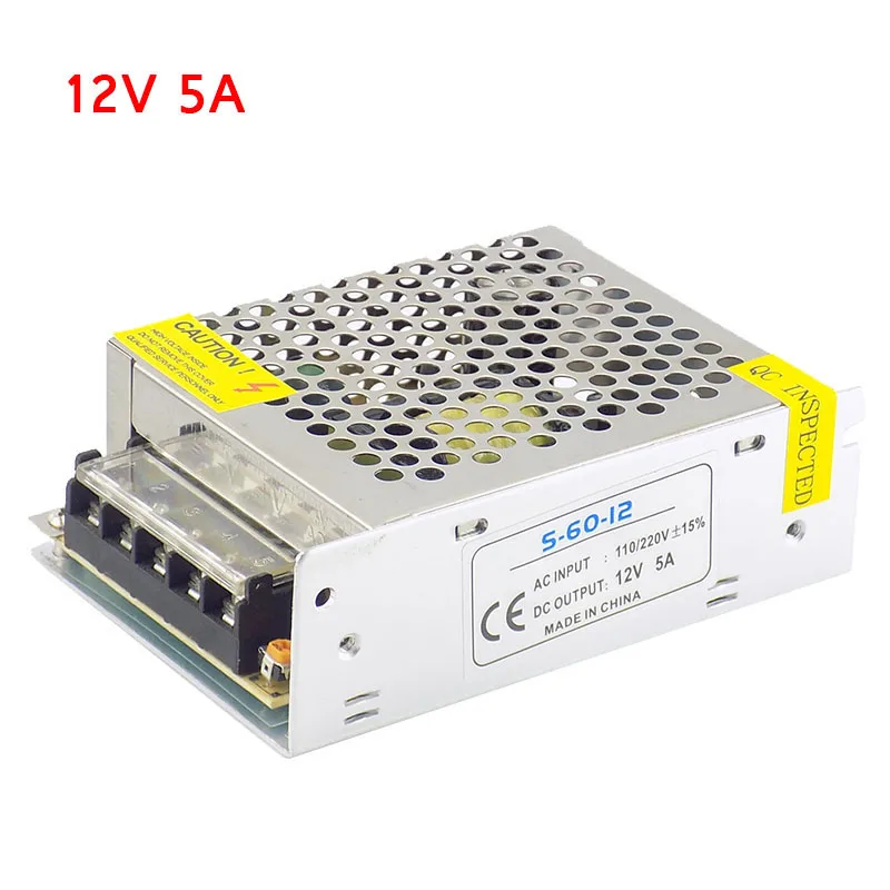 

Lighting Transformer Adapter AC100V-265V to DC 12V 5A CCTV Camera Power Supply Converter for LED Strip Light Switch Charger K18