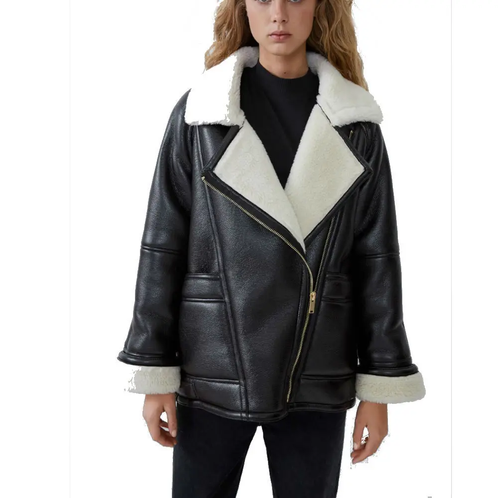 

2019 Winter New Style Europe And America WOMEN'S Dress Leather Cotton-padded Clothes Pu Thick Lamb's Wool Fur Coat