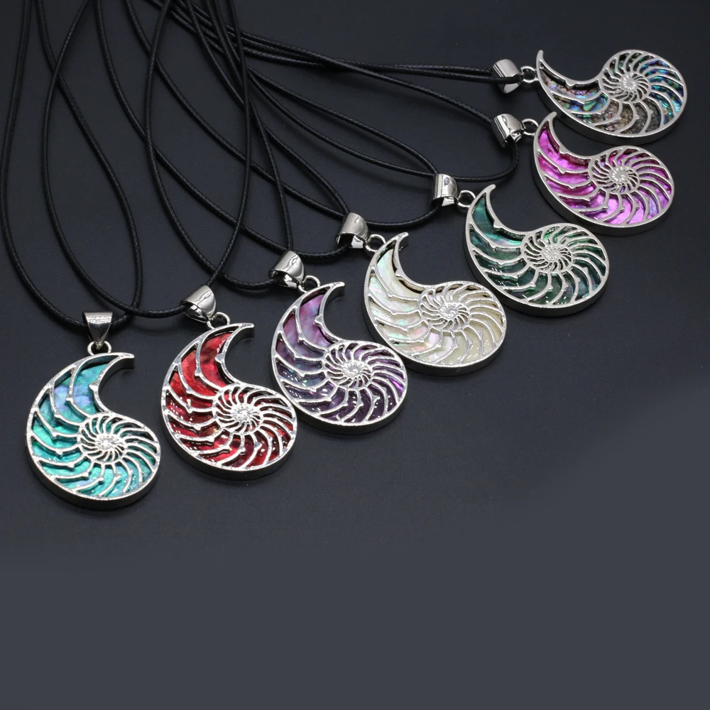 6PCS Natural Alloy Shell Symbol Shape Multicolor Pendant Necklace Exquisite Charms Necklaces Jewelry Making Gift Accessorie