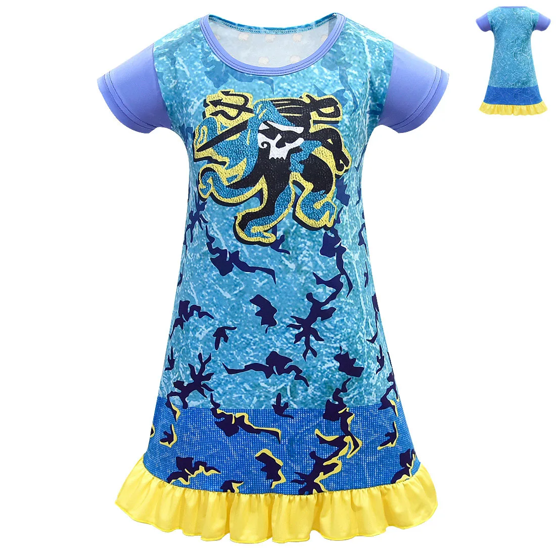 Новинка; Пижама для девочек; ночная рубашка; Пижама принцессы; платье для детей; 3 Falbala; ночная рубашка; одежда для сна с героями мультфильмов; ночная рубашка с принтом