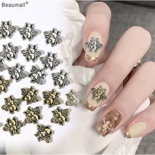 

Nail Decoration Accessories 10pcs/lot 3d Nail Art Retro Styles Gold Silver Alloy Bees For Nail Tips Decorations Professional