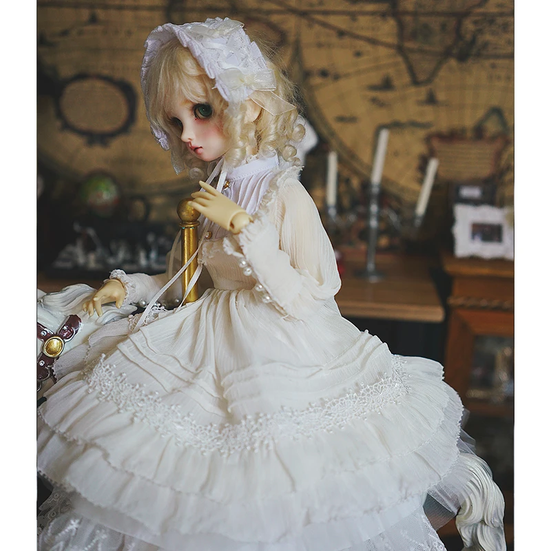 Платье BJD 1/3 1/4 bjd светильник белое винтажное платье для 1/6 гигантская кукла