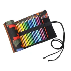 1pc 36 Slots Printing Paint Brush Holder Durable Canvas Holder Rollup for Artist Watercolor Oil Paint Brush Tools Pens
