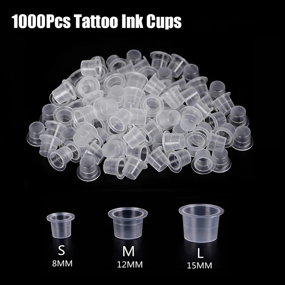 

1000 шт./лот пластиковая одноразовая чашка для чернил для татуировок, держатель для перманентного макияжа, пигментных чернил, колпачки, чашки, аксессуары для татуировок