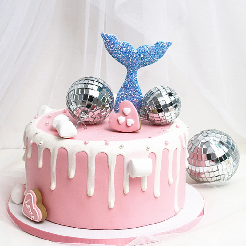 Decoration De Gateau Spherique En Forme De Polygone En Or Et En Argent Cool Fete D Anniversaire De Noel Drapeaux Decoration De Dessert Aliexpress