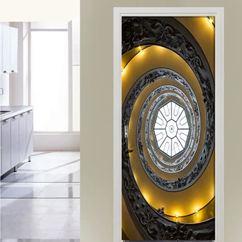 

Door Stickers DIY 3D Mural For Living Room Bedroom Home Decor Poster PVC Self adhesive Waterproof 3D Creative Black Vortex Decal