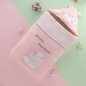 

Baby Sleeping Bag For Newborn Baby Blanket Quilt Cute Bear Embroidered Newborns Swaddle Sack Multi-functional Sleep Bag