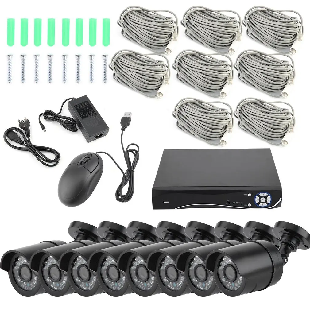 

8CH 1080P HDMI 200w POE NVR CCTV System Outdoor Indoor Motion Detection IP Camera Security Surveillance Monitor Kit