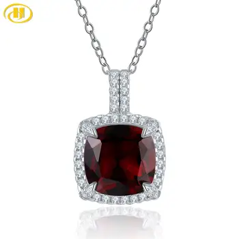 

Hutang 925 Silver Pendant Genuine Gemstone Red Garnet Sterling Silver Chain Fine Elegant Classice Jewelry for Women Gift