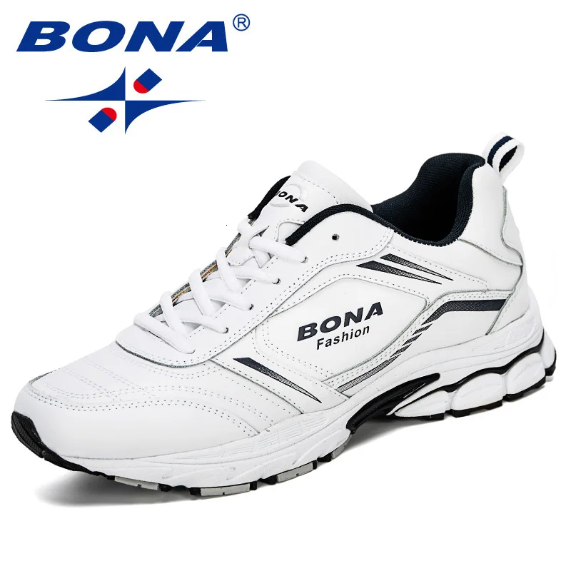 BONA/новая спортивная обувь для мужчин; zapatillas hombre Deportiva; высококачественные мужские кроссовки; дышащие уличные кроссовки для прогулок - Цвет: White