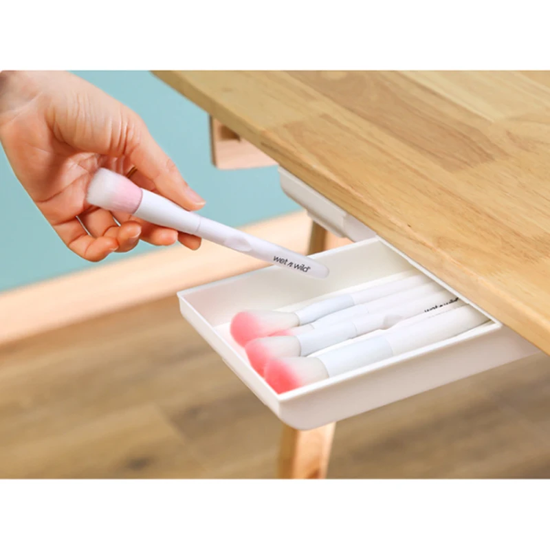 Office Organizer Self Stick Pencil Tray Desk Table Storage Drawer Box Under Desk Stand Self-adhesive Under-Drawer Storage Box