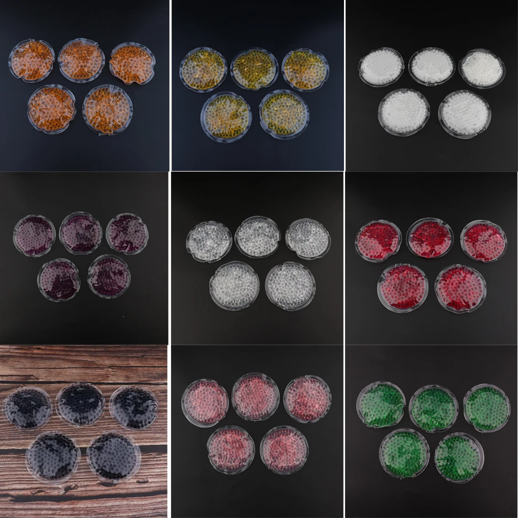 5pcs Round Reusable Gel Heat Cold Pack Freezable Microwavable Mask for Tired Eyes Injuries Headaches Puffy Eyes