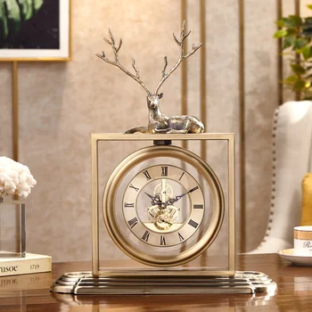 

Luxury Gold Quartz Clock Table Nordic Metal Large Creative Desk Clock Table Office Living Room Horloge Home Decor AD50TC
