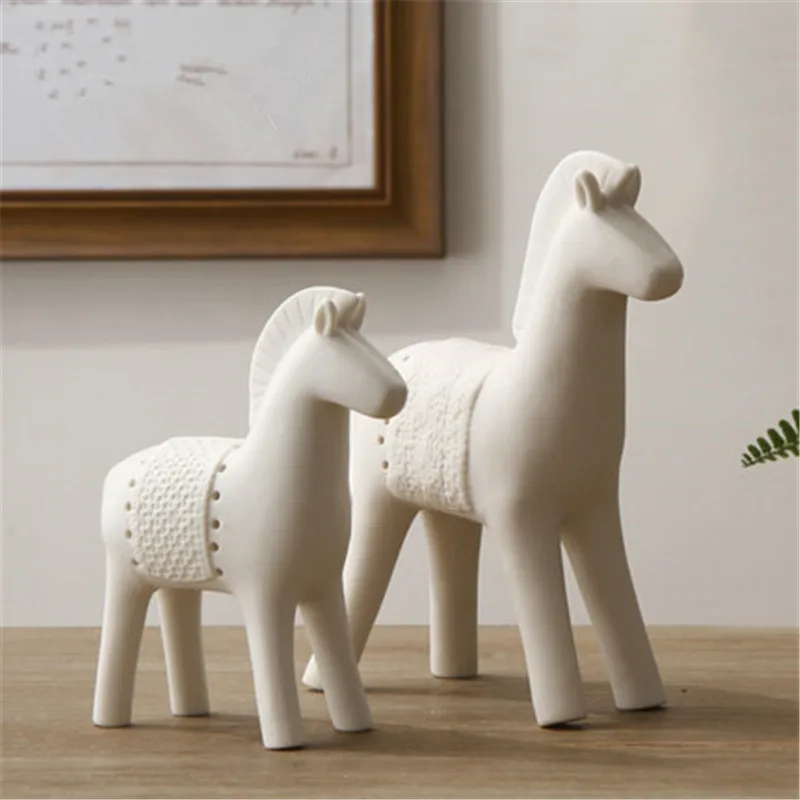  Modern Simple Abstraction Ceramics Horse Statue Creative Children Bedroom Bedside Table Art Decorat - 4000125954894