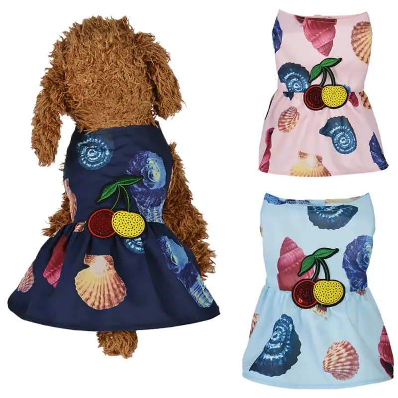 

Summer Dog Conch Beach Dress Pet Dog Puppy Clothes Princess Printing Skirt for Small Medium Dogs Chihuahua Dress