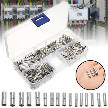 

200pcs/kit Butt Wire Connector 22-10 AWG Copper Tinned Splice Crimp Terminal Sleeve Bare Terminals Crimping Connectors Kit