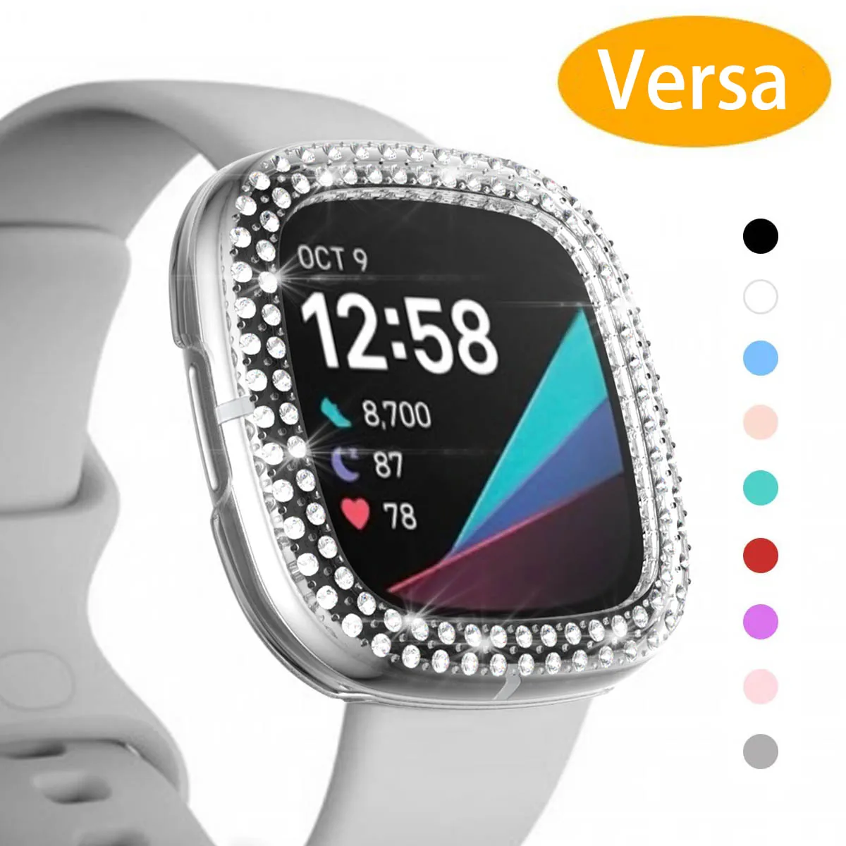 

Drill Case for Fitbit Versa 2 Versa 3 Versa Lite Sense Band Waterproof Watch Shell Cover Screen Protector for Fitbit Versa Clear