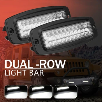 

New 7 Inch Dual-Color 100W LED Work Light Bar Flush Mount Flood Driving Fog Lamp