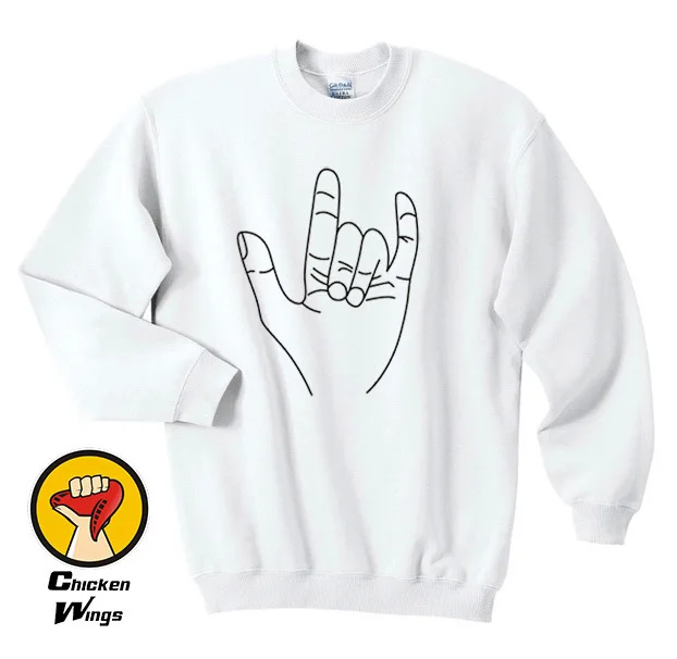 

ASL Hands Sweatshirt, Sign Language, I Love you ASL, Cool Sweatshirt, Unisex, Rock Hands, Tumblr Sweatshirt with saying-D230
