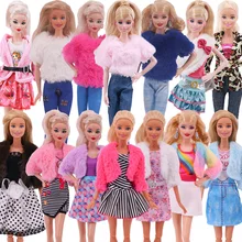 

Doll Clothes for Barbies Plush Coat + Skirt Winter Warm Casual Wear Dollhouse Accessories Dress for 1/6 Barbies Dolls Toy Gifts