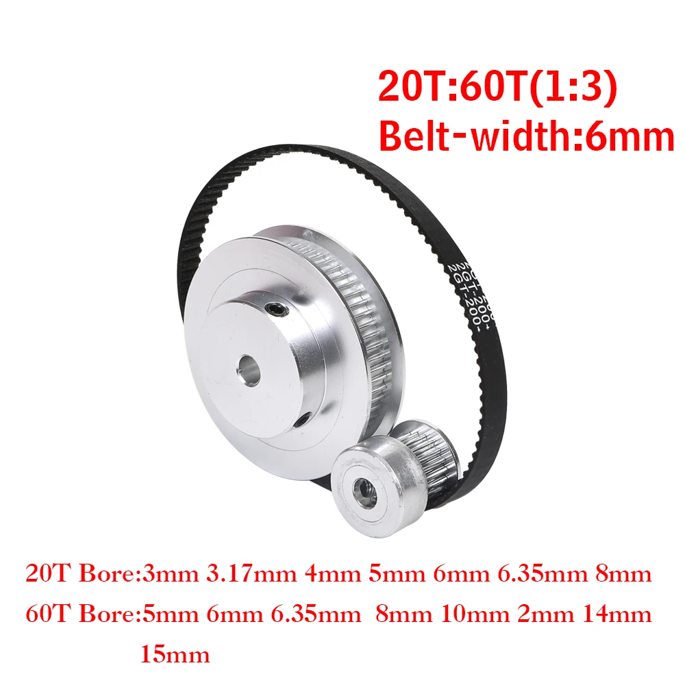 GT2 Timing Belt Pulley 60teeth 20teeth 5mm/8mm Reduction 3:1/1:3 belt width 6mm for 3D printer accessories