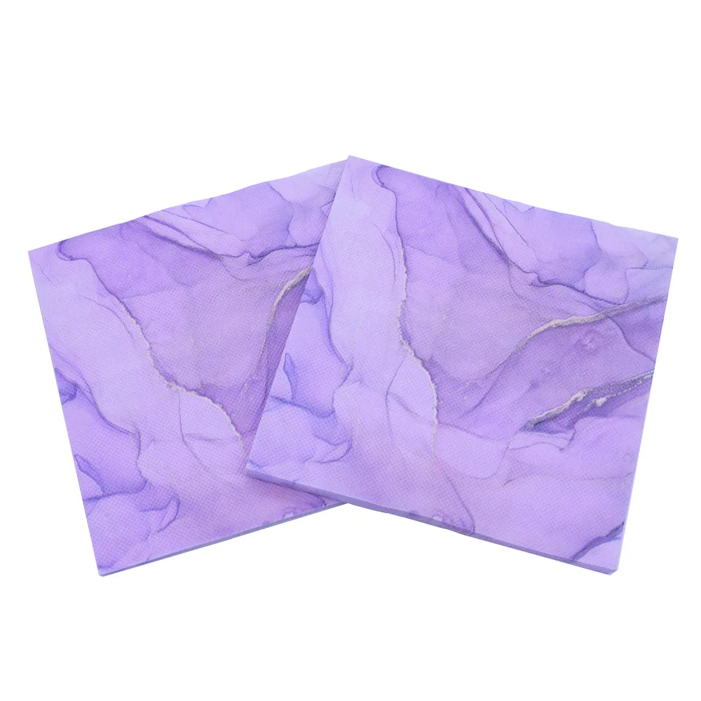 

33cm 20pcs Purple Printed Floor Marble Pattern Servilletas Decoupage Napkin Paper Tile Birthday Wedding Party Decoration Towels