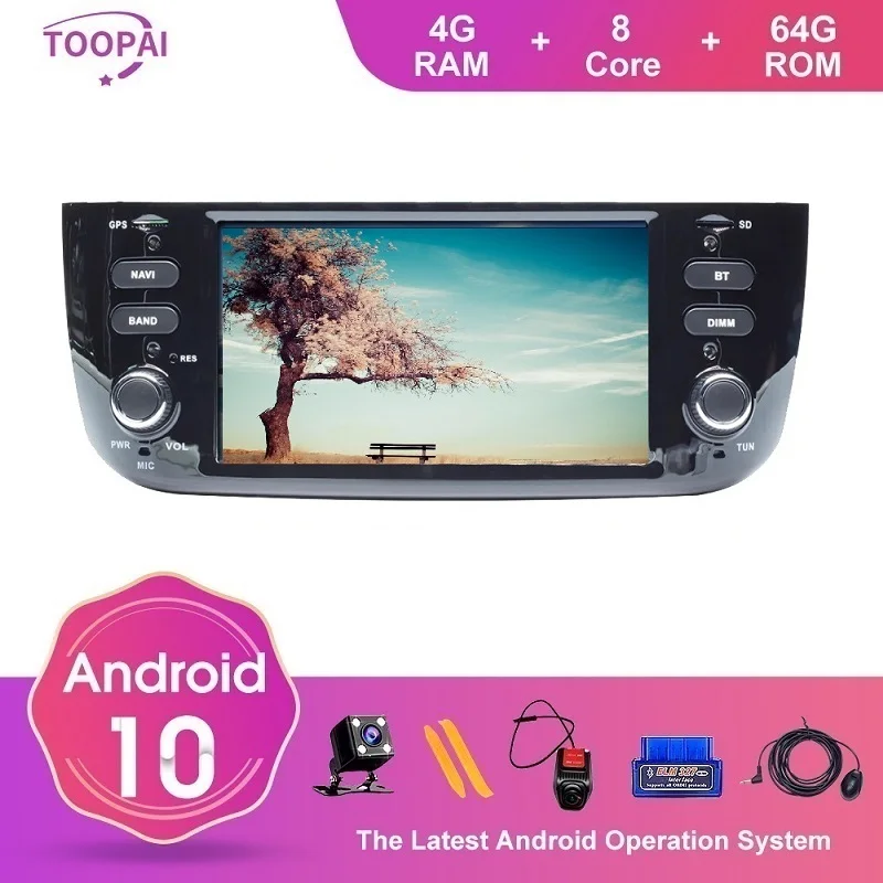 TOOPAI Android 10 для Fiat Linea Punto EVO 2012-2015 радио GPS навигация мультимедийный плеер