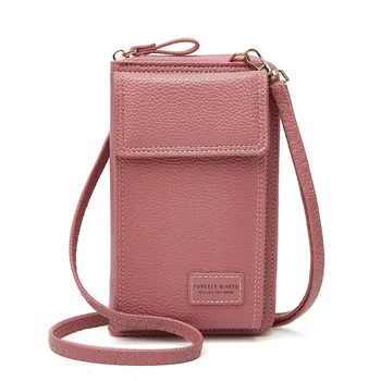 

New Lychee Pattern Wallet Girls Casual Shoulder Bag Mobile Phone Bag Vertical Crossbody Bag Portafoglio Donna Carteras De Mujer