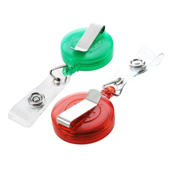 

2 Pcs Retractable Ski Pass ID Card Badge Holder Key Chain Reels with Clip , Green & Red