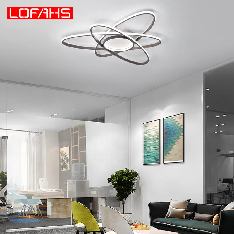 LOFAHS, современная светодиодная Люстра для гостиной, спальни, алюминиевая, креативный дизайн, пульт дистанционного управления, домашняя люстра, осветительная лампа