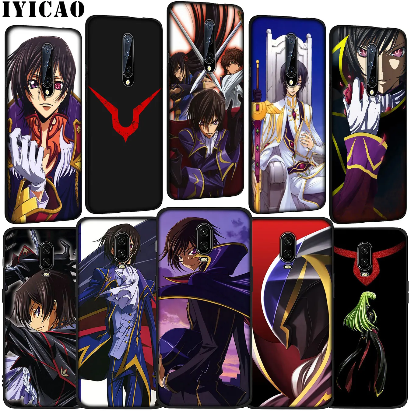 IYICAO Code Geass Anime Soft Silicone TPU Black Phone Case for OnePlus 7T 7 Pro 6T 6 5T 5 One Plus 7Pro Cover |