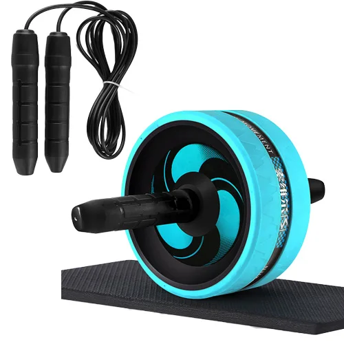 Blue with Rope Ролик для брюшного пресса Скакалка Ab ролик с наколенником домашний офис тренажерный зал фитнес тренировка оборудование колесо без шума - Цвет: Blue with Rope
