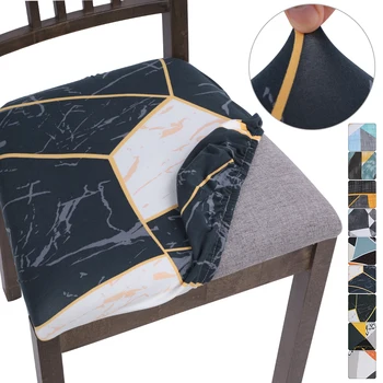 

1/2/4/6PCS Spandex Stretch Chair Cover Elastic Snap Dining Seat Protect For Banquet Home 4 Seasons Geometric Cushion Cover