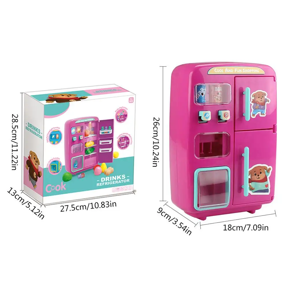 Hot Electric Simulation Double Refrigerator Vending Machine Play House Toy With Door Fog Function Lighting Ringing
