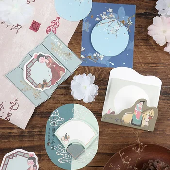 

6 Pcs/Set Creative Bronzing Series Sticky Notes DIY Ancient Style Heteromorphism N Times Post Memo Pad Stationery