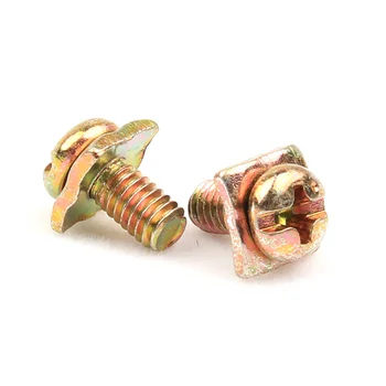 

50pcs/lot M3 M3.5 M4 M5 Terminal block screw with square washer pan round head sems screws