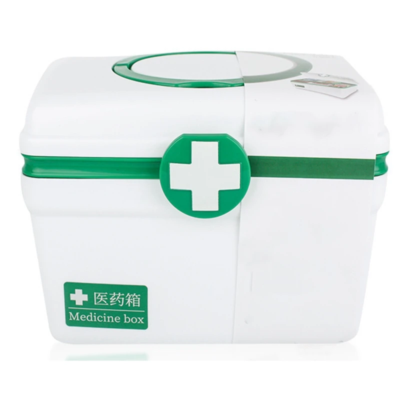 

Family Medicine Kits Bin Medical First Aid Storage Box Plastic Medical Box Handle Portable Storage Medicine Gathering Case Box