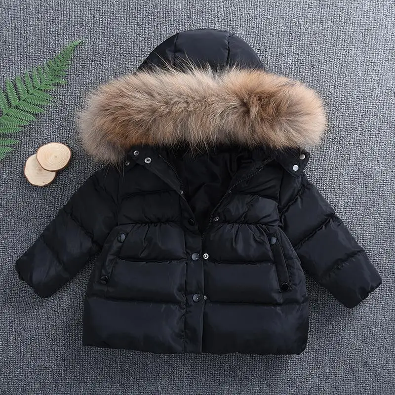 

Winter Cotton-padded Clothes Children 2 Wealthy Coat Girls Winter Large Fur Collar Wealthy Middle And Large Children GIRL'S Cott